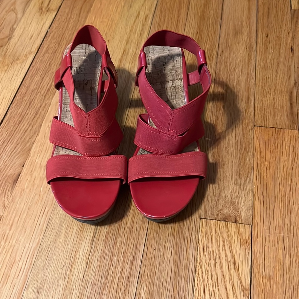Chaps red straps wedge sandal